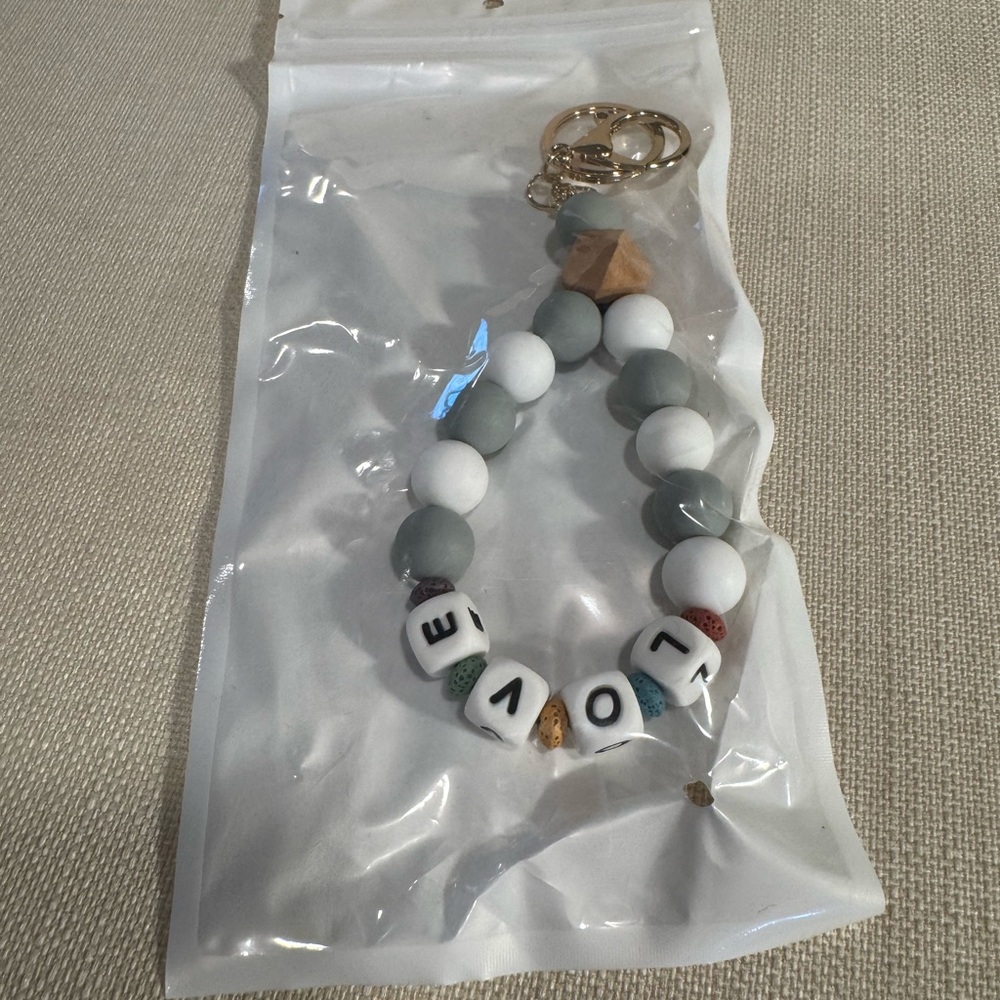 Love Beaded Bracelet Keychain